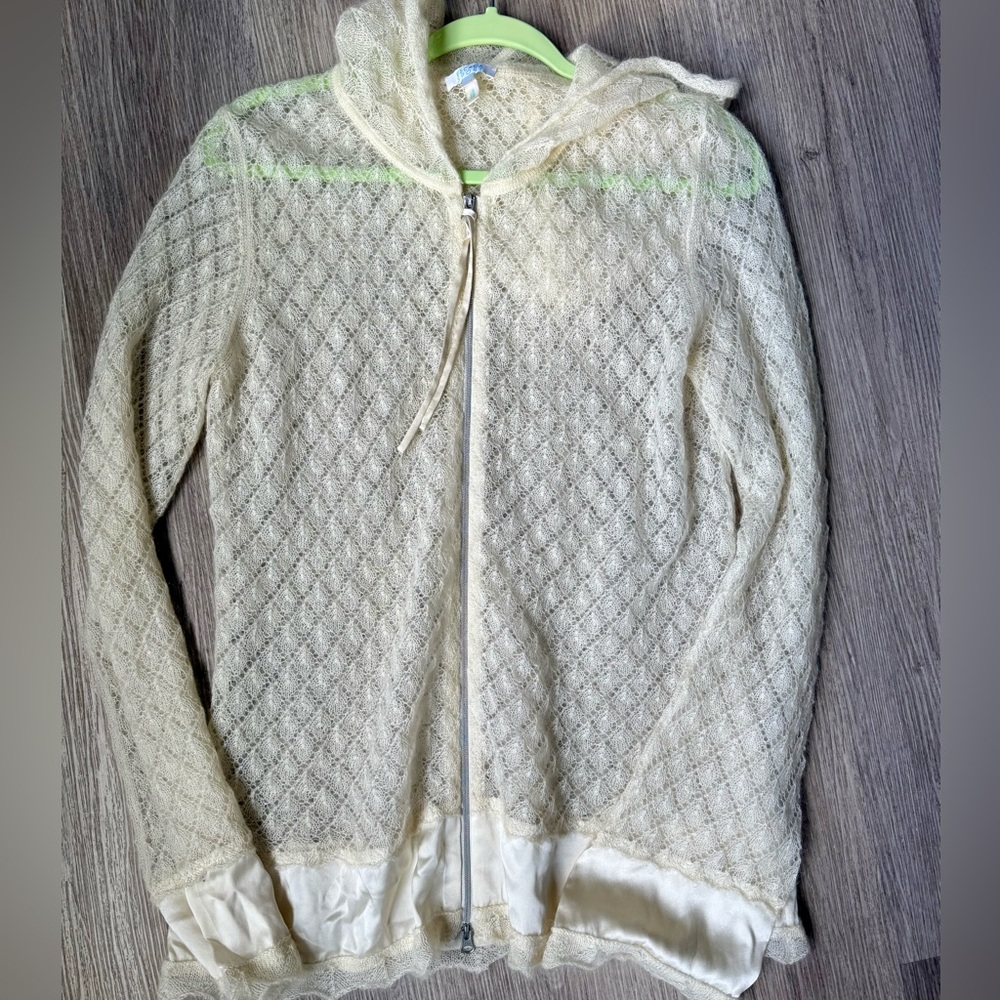 Escada Sport Mohair Lace Zip Hoodie – Ivory (Size L)